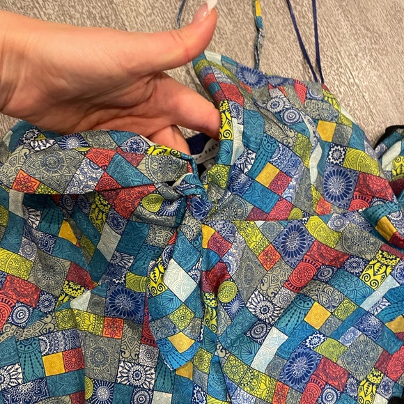 NWT English factory Grid Print Tiered Maxi Dress S - Picture 4 of 8